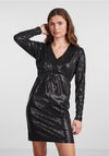 Y.A.S Darkness Disco Wrap Mini Dress, Black