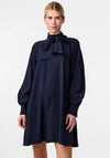 Y.A.S Nira Pussy Bow Mini Smock Dress, Navy Blazer