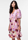 Y.A.S Embroidered Flower Applique Mini Dress, Pink Multi