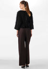 Y.A.S Sisal Fringed Glittery Buttoned Top, Black