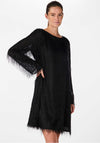 Y.A.S. Dia Boatneck Fringed Shift Dress, Black