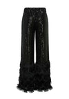 Y.A.S. Flow Sequin Fringe Trim High Waisted Trousers, Black