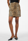 Y.A.S Leonora Leopard Print Denim Mini Skirt, Nomad