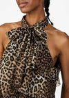 Y.A.S Eloise Halter Neck Tiered Blouse, Leopard