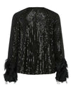 Y.A.S. Flow Fringe Trim Sequin Top, Black