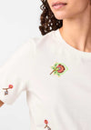 Y.A.S Senja Flower Embroidered T-Shirt, Star White