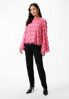 Y.A.S Ria Fringed Long Sleeve Top, Sangria Sunset