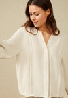 YAYA Pleated Detail Blouse, Silver Birch Sand