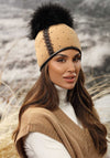 Willi Zoti Handmade Embellished Pom Pom Hat, Beige