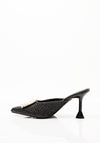 Zen Collection Pearl Embellished Woven Heels, Black