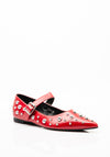 Zen Collection Studded Pointed Toe Pumps, Red