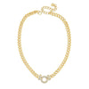 Absolute Diamante Track Circle Necklace, Gold