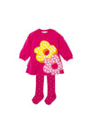 Agatha Ruiz De La Prada Girl Floral and Dot Dress and Tights Set, Pink