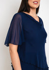 Allison Chiffon Layered Top & Skirt Two Piece, Navy