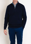 Andre Paris Ribbed Knit Quarter Zip Sweater, Navy