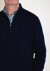 Andre Paris Ribbed Knit Quarter Zip Sweater, Navy