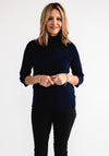 Anonymous High Neck Cropped Sleeve Jumper, Navy