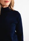 Anonymous High Neck Cropped Sleeve Jumper, Navy