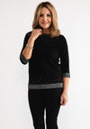 Anonymous Rhinestone Cropped Sleeve Sweater, Black