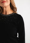 Anonymous Rhinestone Cropped Sleeve Sweater, Black