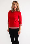 Anonymous Rhinestone Cropped Sleeve Sweater, Red