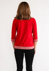 Anonymous Rhinestone Cropped Sleeve Sweater, Red