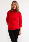 Anonymous Roll Neck Cropped Sleeve Sweater, Red