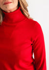 Anonymous Roll Neck Cropped Sleeve Sweater, Red