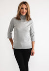 Anonymous Roll Neck Cropped Sleeve Sweater, Silver