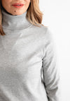 Anonymous Roll Neck Cropped Sleeve Sweater, Silver