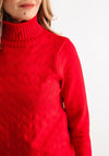 Anonymous Textured Knit Roll Neck Jumper, Red