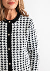 Anonymous Fluffy Knit Houndtooth Print Button Cardigan, Black