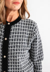 Anonymous Fluffy Knit Check Button Cardigan, Black