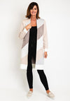 Natalia Collection Long Open Knit Cardigan, Cream Brown