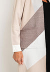 Natalia Collection Long Open Knit Cardigan, Cream Brown