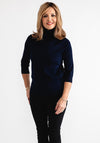 Anonymous Roll Neck Cropped Sleeve Sweater, Navy