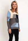 Natalia Collection Round Neck Stud Embellished Knit Sweater, Blue