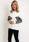 Natalia Collection Contrasting Print Knit Sweater, Cream