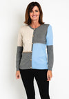 Natalia Collection Colour Block Knit Cardigan, Blue