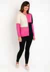 Natalia Collection Colour Block Knit Cardigan, Pink