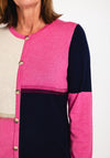 Natalia Collection Colour Block Knit Cardigan, Pink