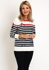 Natalia Collection Heart Pattern Striped Sweater, Multi