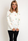 Natalia Collection Heart Print Knit Sweater, Off White