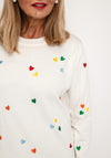 Natalia Collection Heart Print Knit Sweater, Off White