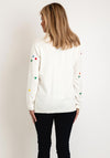 Natalia Collection Heart Print Knit Sweater, Off White