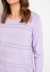 Natalia Collection Embossed Rhinestone Sweater, Lavender