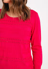 Natalia Collection Embossed Rhinestone Sweater, Rose