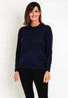 Natalia Collection Round Neck Sweater, Navy