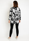 Natalia Collection Monochrome Print Long Knit Cardigan, Black & White