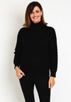 Natalia Collection High Neck Cable Knit Sweater, Black